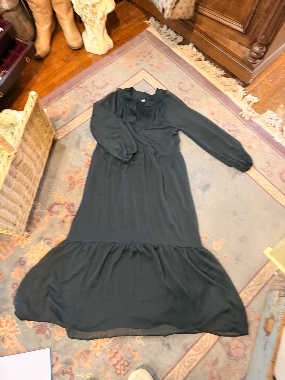 Soft Surroundings Black Long Sleeve Maxi Dress